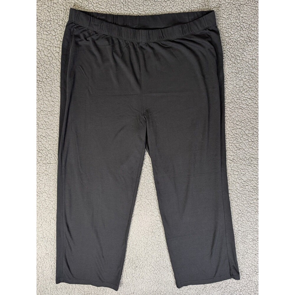 Eileen Fisher Pants Size 1X Black Organic Cotton Stretch Jersey Lounge Pull On